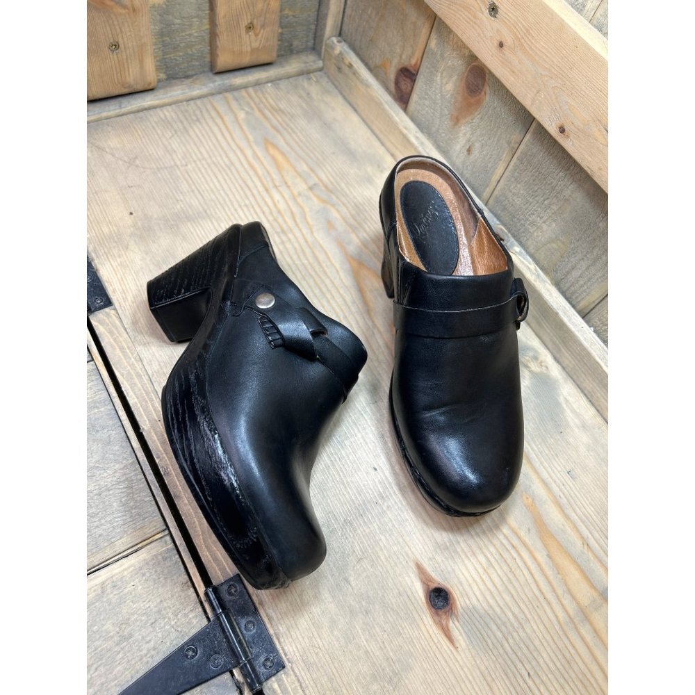 Kravings by Klog ANGIE Black Slip On Heels Black Leather Size 7M